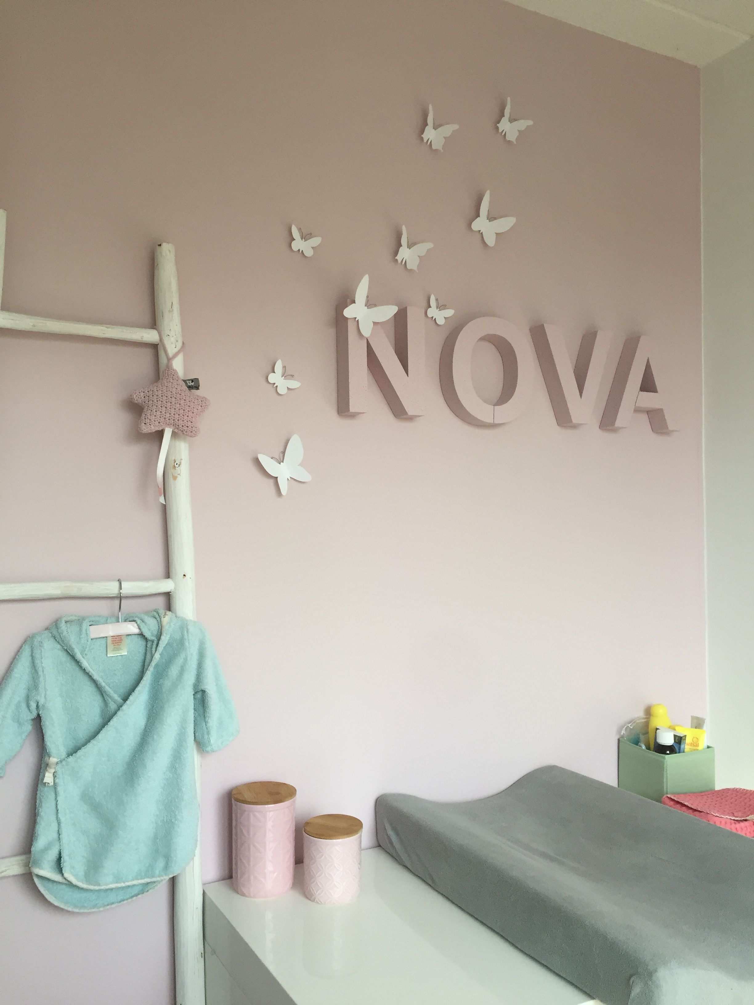 Babykamer Meisje Roze Naam Nova Letters Babypark Vlinders
