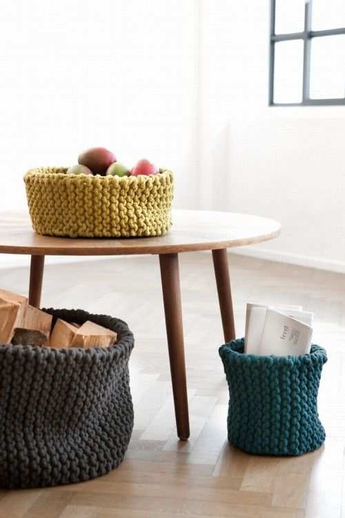 Knit Baskets Diy Craftideapin Com Breien Interieur Breien En
