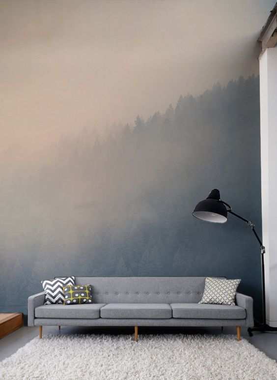 Cloudy Forest Wallpaper Mural Slaapkamer Behang Slaapkamer Met