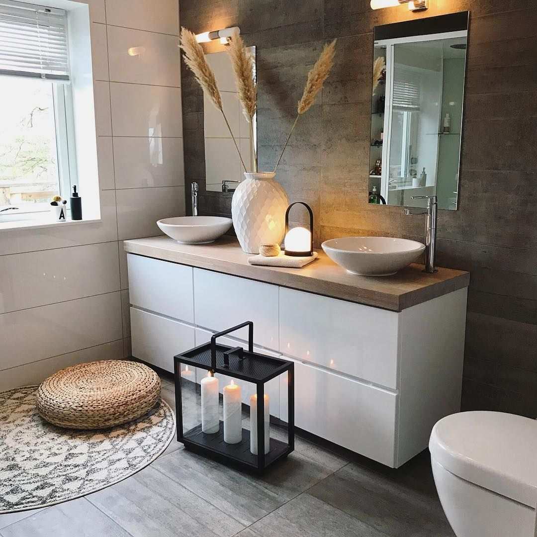 Moderne Badkamer In Stijlvolle Beige En Zwarte Kleuren