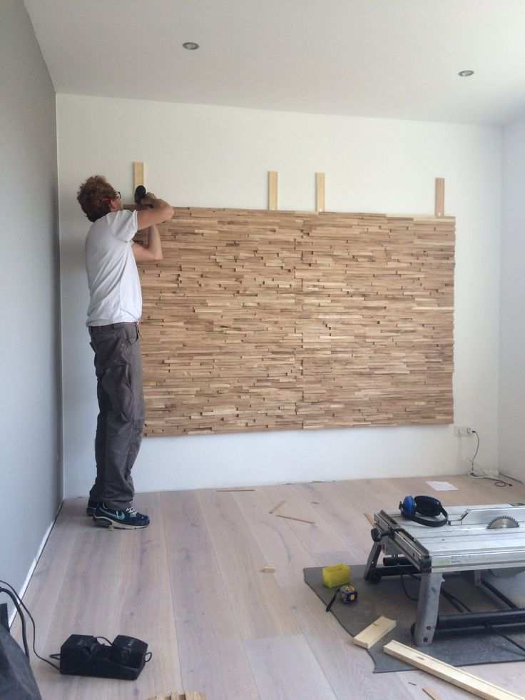 Tv Wand Idee Plaats Panelen Met Steenstrips Op De Wand